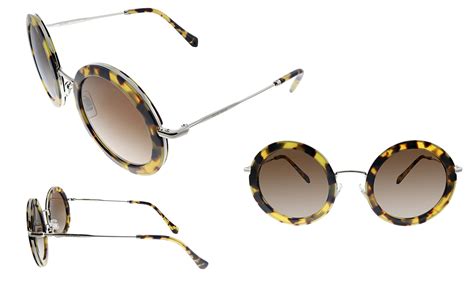 Miu Miu MU 59US 7S06S1 Tortoise Metal Round Sunglasses .